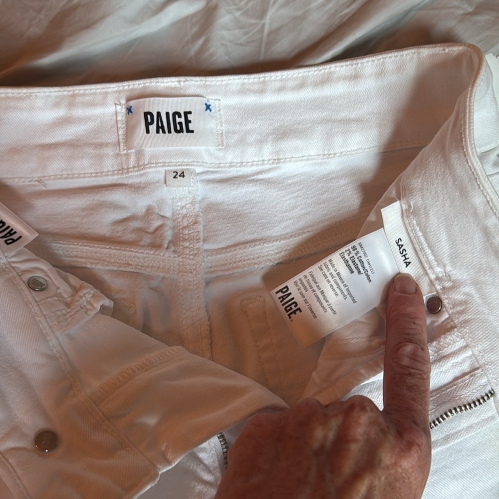 Paige Jeans Sasha White Wide-Leg 24 - Picture 4 of 4